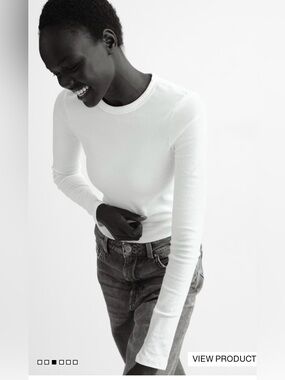 NWT H&M Long Sleeve Top White Basic Modern Minimalist , Medium